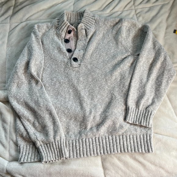 LL Bean Mens Large Tan 1/4 Button Pullover Sweater Cozy Kniy Heavyweight - Picture 1 of 3